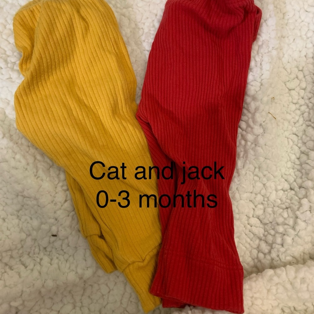 Cat & Jack Kids Ribbed Leggings - Red and Yellow